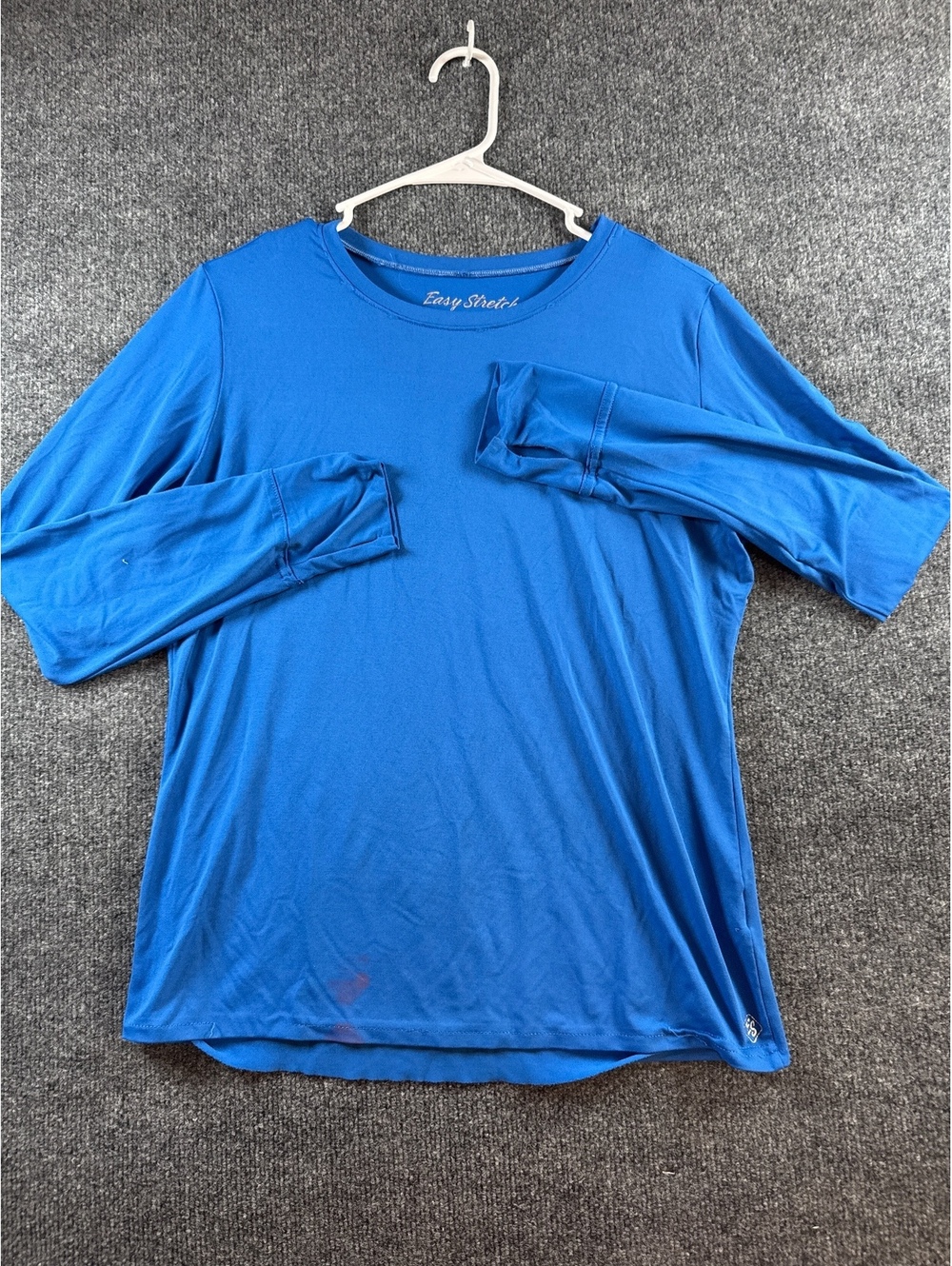 Easy Stretch Blue Long Sleeve Shirt, Size Medium, Made in Dominican Republic